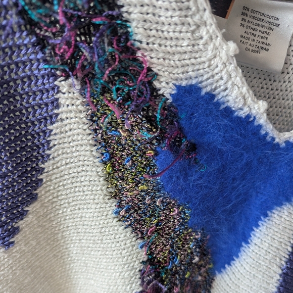 Vintage 80s Franco Valeri Short Sleeve Knit Abstract Top - Size Large - Picture 4 of 8